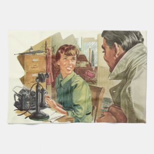 Vintage kontor, VD-chef och sekreterare Kökshandduk