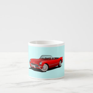 VINTAGE KONVERTIBLA RÖDA CORVETTE ESPRESSOMUGG