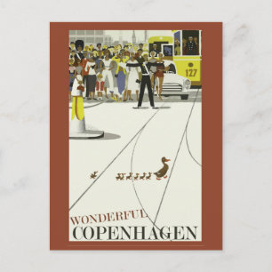 Vintage Köpenhamn Danmark Anka Travel Vykort