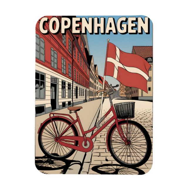 Vintage Köpenhamn Danmark cykelpresenter Magnet (Vertikal)