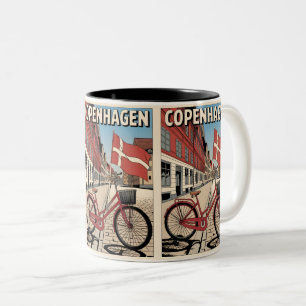 Vintage Köpenhamn Danmark cykelpresenter Två-Tonad Mugg