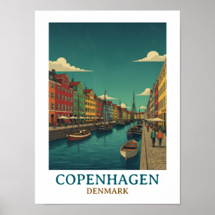 Vintage Köpenhamn Danmark Historisk Arkitektur Poster