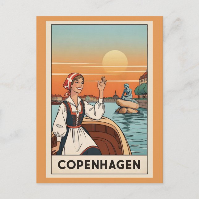 Vintage Köpenhamn Danmark Resa Europa Vykort (Framsida)