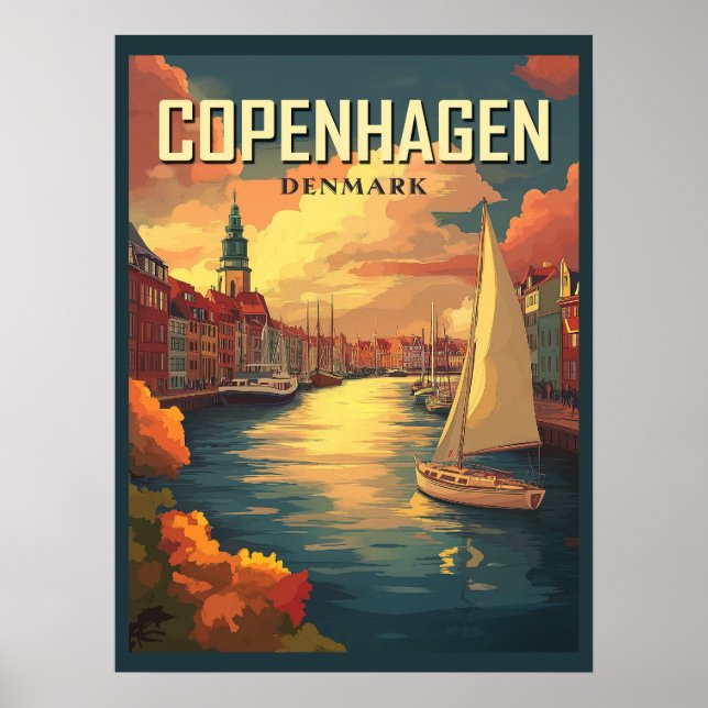 Vintage Köpenhamn Danmark Resa Poster (Framsidan)