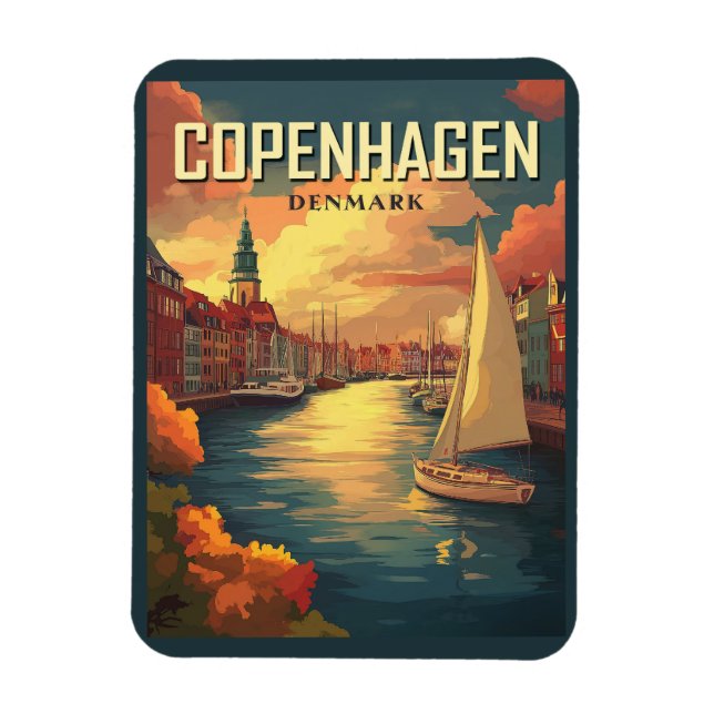 Vintage Köpenhamn Danmark Resor Magnet (Vertikal)