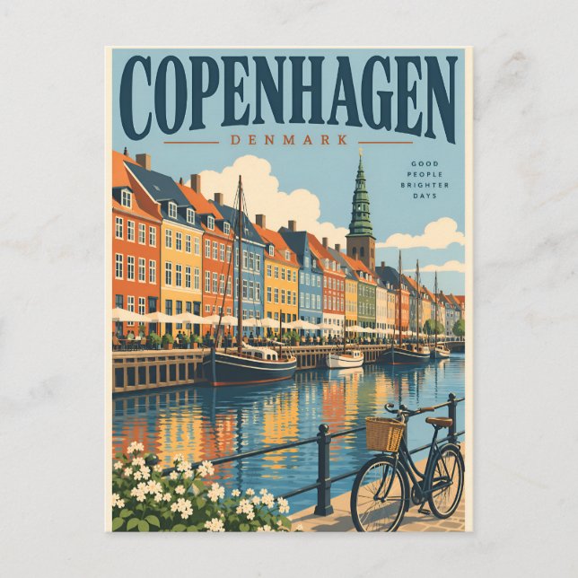 Vintage Köpenhamn Danmark Vykort (Framsida)
