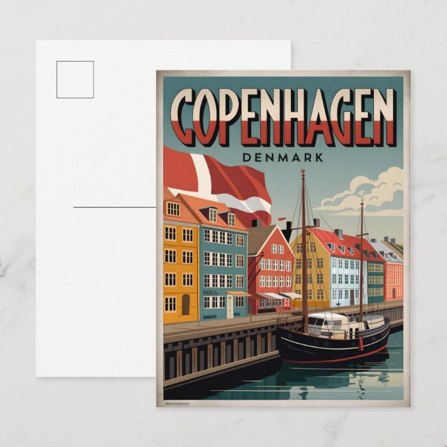 Vintage Köpenhamn färgglada hus gåvor Vykort (Fram/baksida)