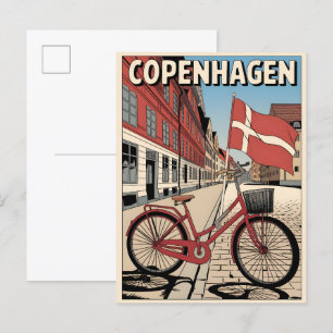 Vintage Köpenhamns-märkta cykelpresentationer Vykort