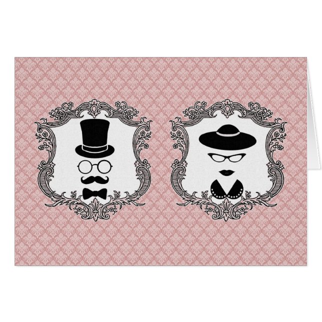 Vintage kopplar ihop hälsningskort (Framsidan Horizontal)