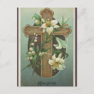 Vintage Kor med Lilies Påsk vykort