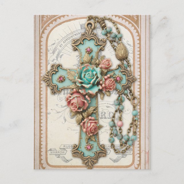 Vintage Kor och Blommor Vykort (Framsida)