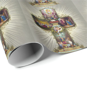 Vintage Kor Religiösan Helgdag vid Guld vid Påsk Presentpapper