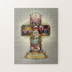 Vintage Kor Religiösan Helgdag vid Guld vid Påsk Pussel