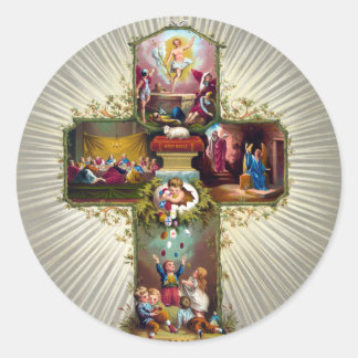 Vintage Kor Religiösan Helgdag vid Guld vid Påsken Runt Klistermärke