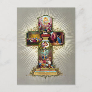 Vintage Kor Religiösan Helgdag vid Guld vid Påsken Vykort