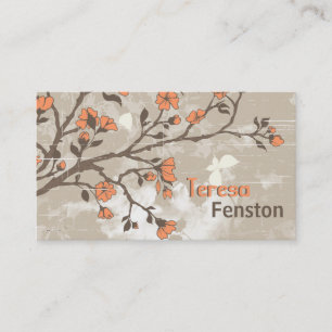 Vintage korallblommor blommigt grunge taupe visitkort