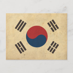 Vintage Korea Flagga Vykort