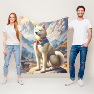 Vintage koreansk Jindo Illustration Fleecefilt