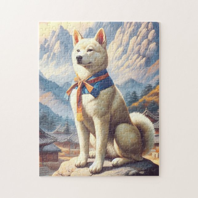 Vintage koreansk Jindo Illustration Pussel (Vertikal)