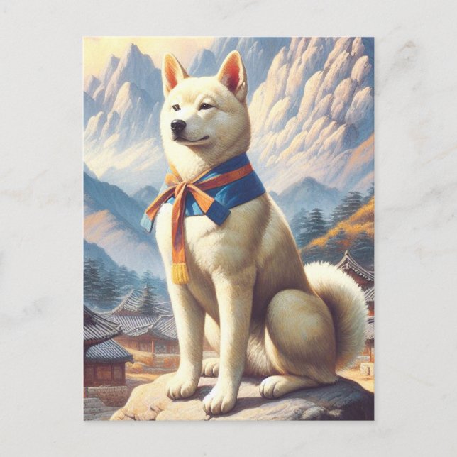 Vintage koreansk Jindo Illustration Vykort (Framsida)