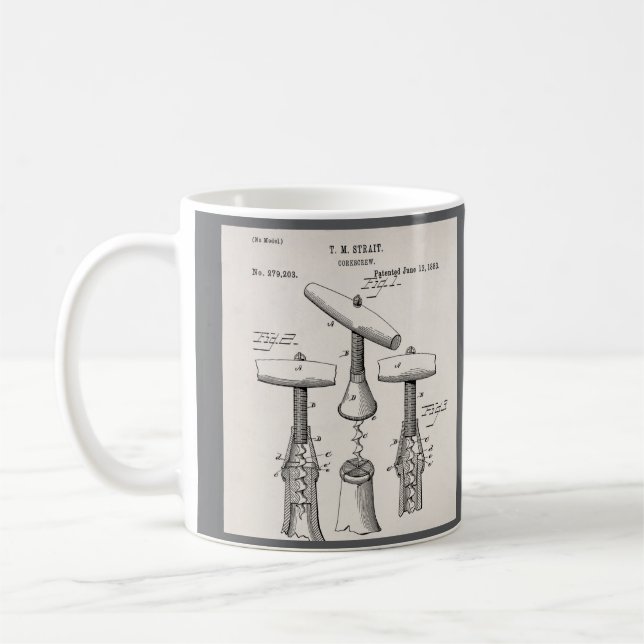 Vintage korkskruv illustration kaffemugg (Vänster)
