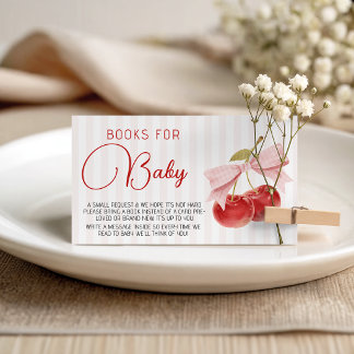 Vintage Körsbärs Baby Shower Bokförfrågan Tilläggskort