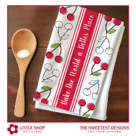 Vintage körsbärs röd randig anpassningsbar kökshandduk