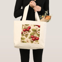 Vintage Körsbärsblommönster Röda Körsbär