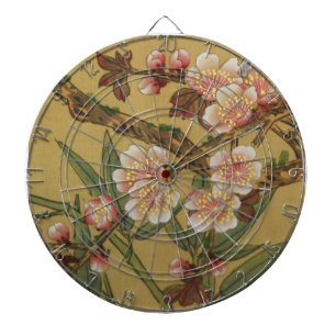 Vintage Körsbärsblommor Asiatiska Japanska Blommor Darttavla