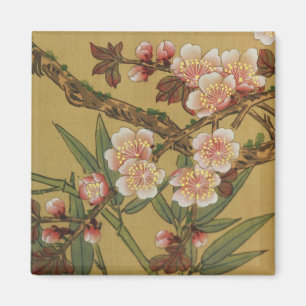 Vintage Körsbärsblommor Asiatiska Japanska Blommor Magnet