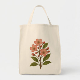 Vintage Körsbärsblomning Botanisk Tote - Återanvän Tygkasse