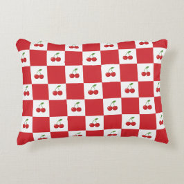 Vintage Körsbärsgingham: Coquette Cottagecore Prydnadskudde