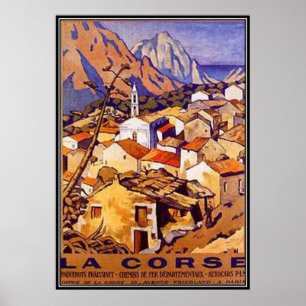 Vintage Korsika, Frankrike- Poster