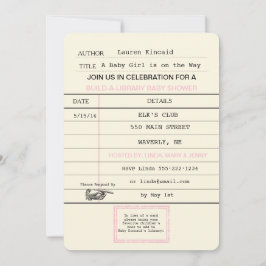 Vintage-kort för Flicka Bibliotek, Bok Inbjudningar