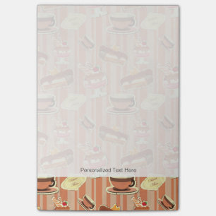 Vintage kort med jordgubbsdesert post-it block