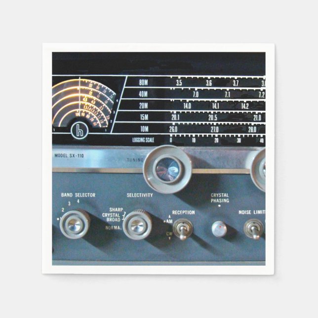 Vintage Kort Wave Radio-mottagare Pappersservett (Framsidan)