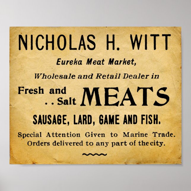 Vintage Kött-säljare Poster (Framsidan)