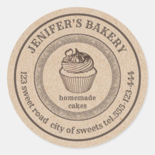 Vintage Kraft bakery Homemade muffinss bakverk Runt Klistermärke