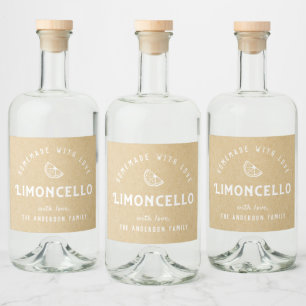 Vintage Kraft Hemlagad med kärlek Limoncello Spritflaskor Etikett