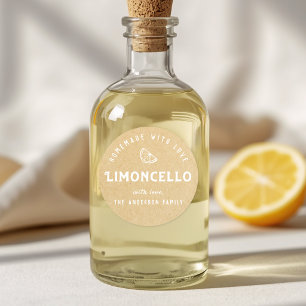 Vintage Kraft Hemlagat Limoncello-Gåva Runt Klistermärke
