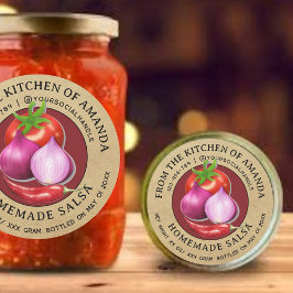 Vintage Kraft Homemade Salsa-etikettmall Runt Klistermärke