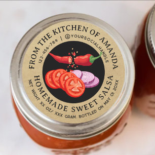Vintage Kraft Homemade Tomato Salsa Label Runt Klistermärke