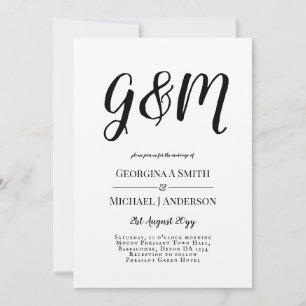 Vintage Kraft Monogram Typography Bröllop Inbjudningar