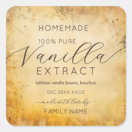 Vintage Kraft vanilla extract product labels Fyrkantigt Klistermärke