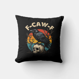 Vintage Kråka F-Caw-F Korp Fågel Humor Meme Rolig Kudde