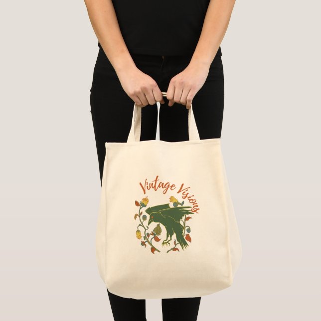 Vintage Kråka Vision Livsmedel Tote Bag Tygkasse (Framsida (produkt))