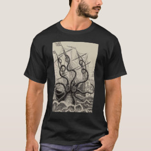 Vintage Kraken Attacking Frakt Octopus Monster Sil T Shirt