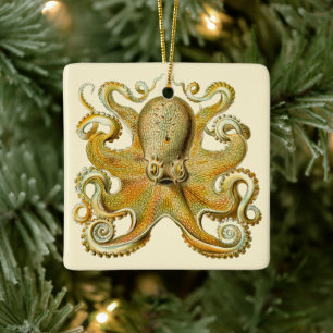 Vintage Kraken, jättebläckfisk av Ernst Haeckel Julgransprydnad Keramik