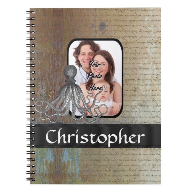 Vintage Kraken octopus Anteckningsbok Med Spiral (Framsidan)