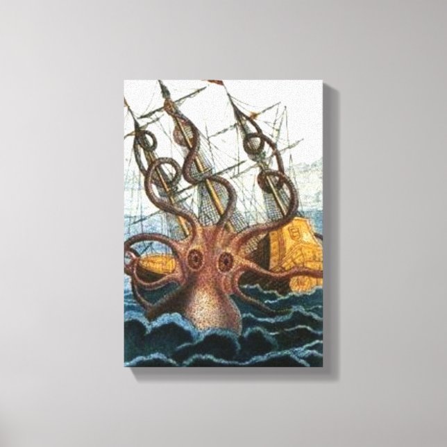 VINTAGE KRAKEN PRINT CANVASTRYCK (Framsida)